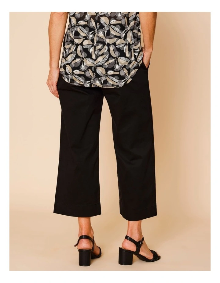 Stretch Cotton Crop Wide Leg Pant In Black image 4