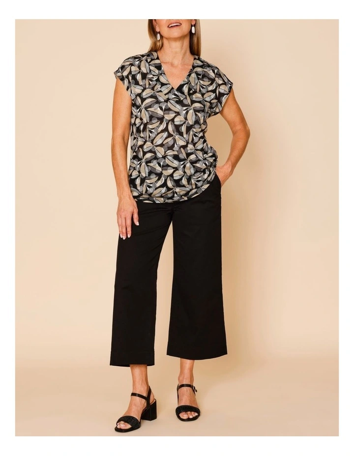 Stretch Cotton Crop Wide Leg Pant In Black image 5