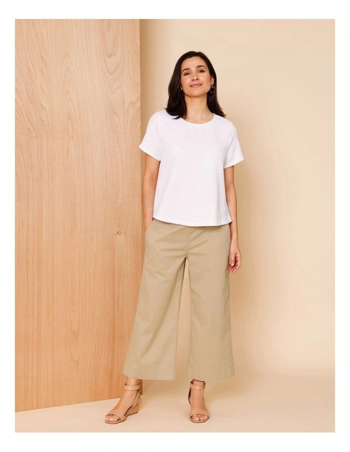 Stretch Cotton Crop Wide Leg Pant In Neutral image 2