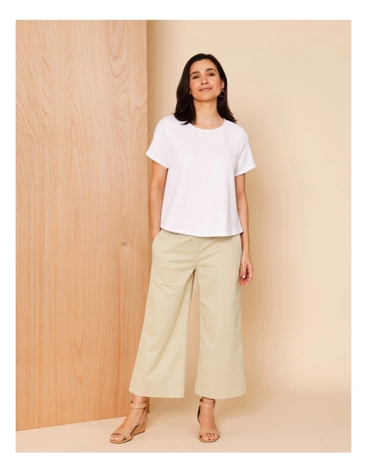 Stretch Cotton Crop Wide Leg Pant In Neutral image 2