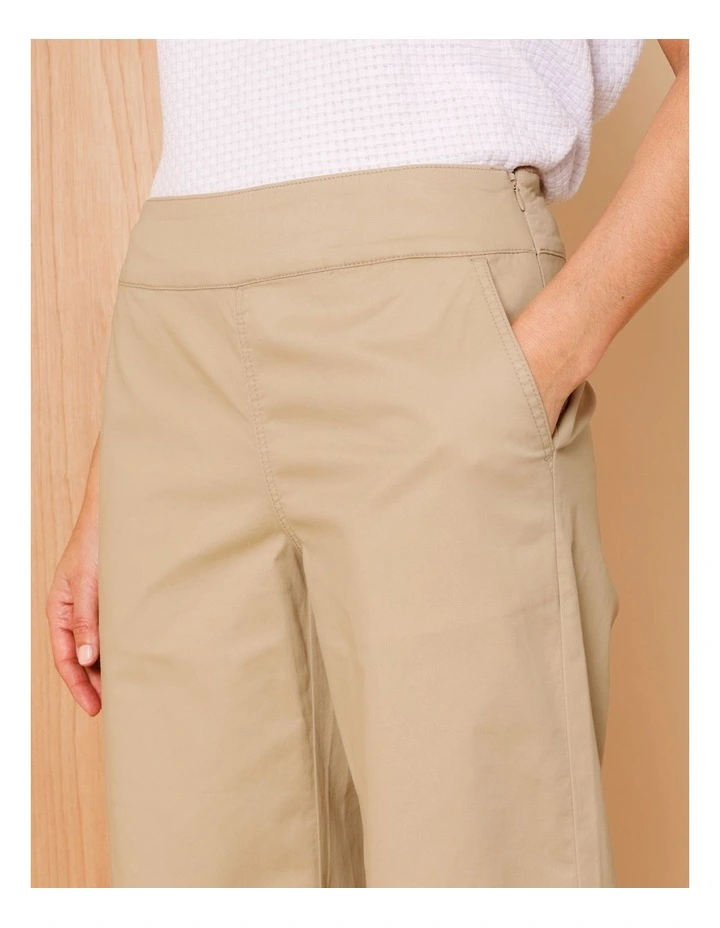 Stretch Cotton Crop Wide Leg Pant In Neutral image 4