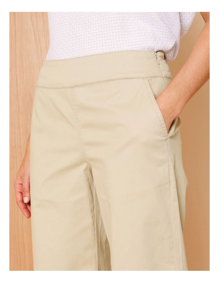 Stretch Cotton Crop Wide Leg Pant In Neutral image 4