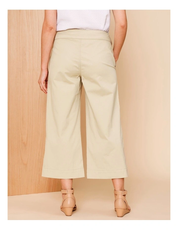 Stretch Cotton Crop Wide Leg Pant In Neutral image 5