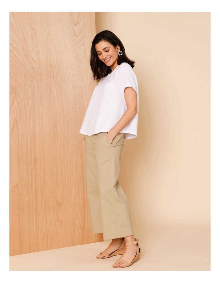 Stretch Cotton Crop Wide Leg Pant In Neutral image 6