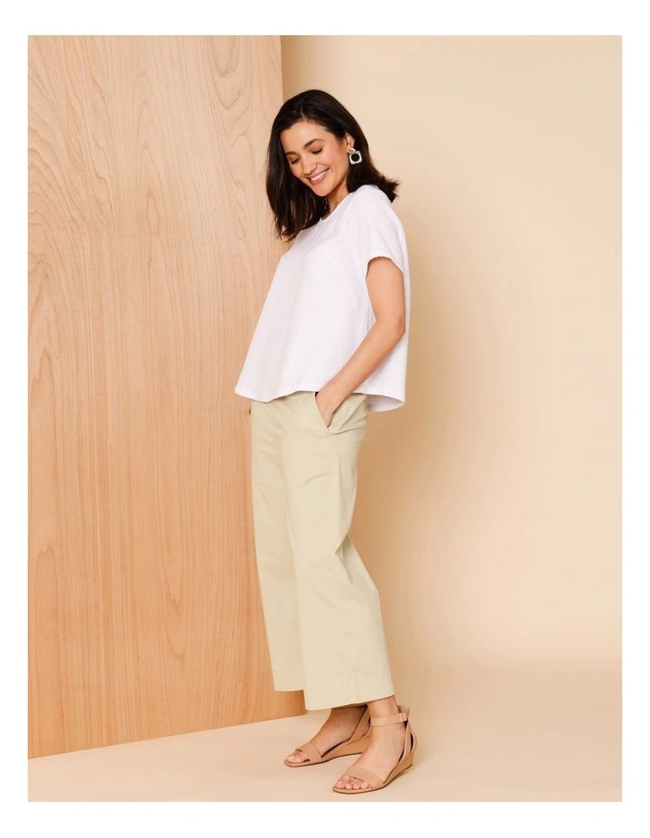 Stretch Cotton Crop Wide Leg Pant In Neutral image 6