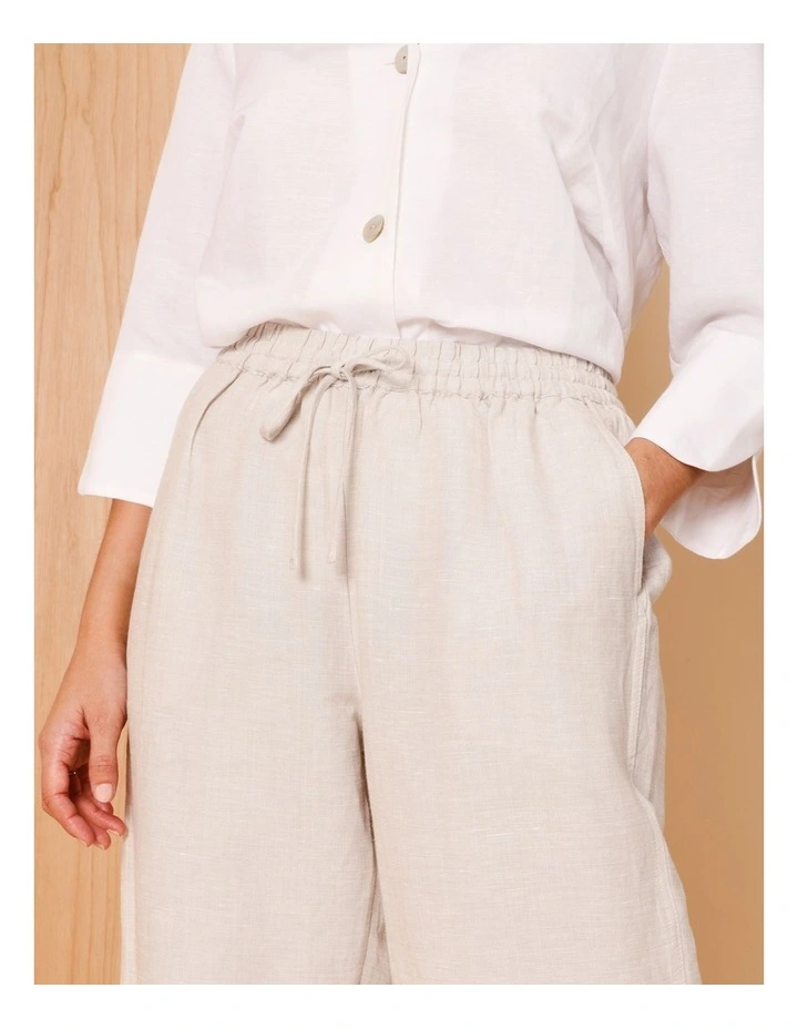 Elastic Waist Linen Blend Pant In Oatmeal Crossdye image 3
