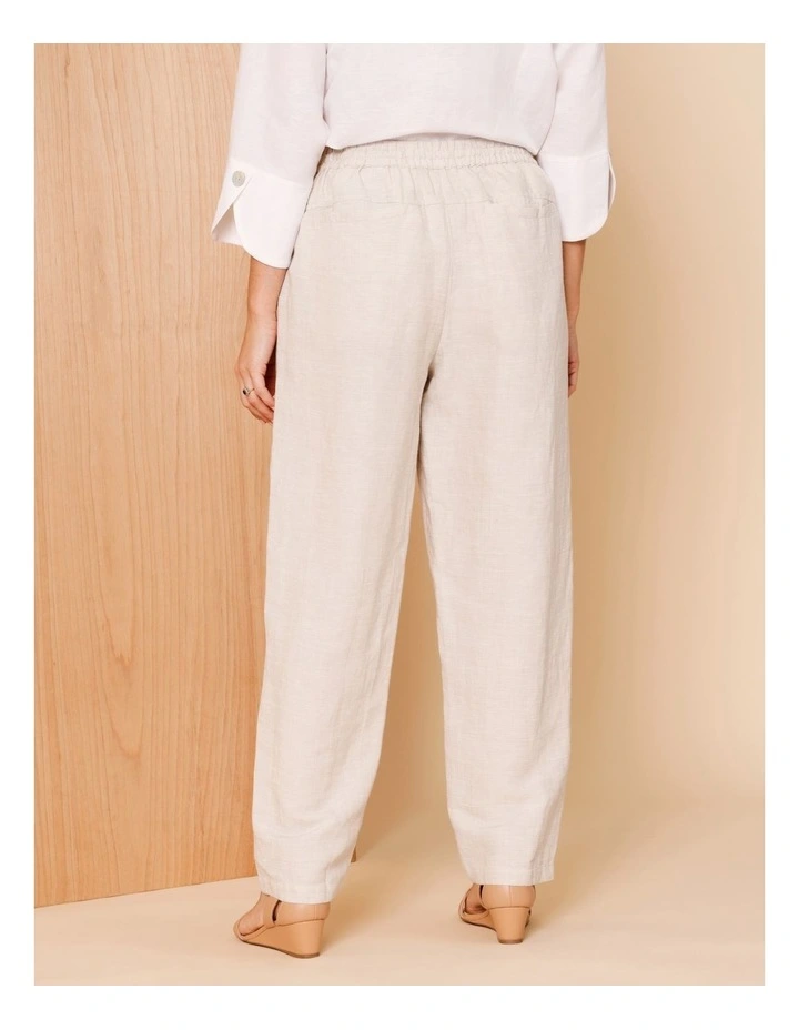 Elastic Waist Linen Blend Pant In Oatmeal Crossdye image 4
