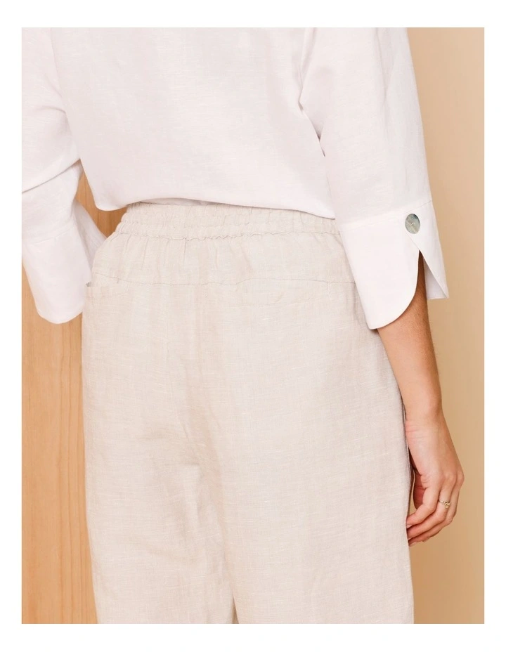 Elastic Waist Linen Blend Pant In Oatmeal Crossdye image 5