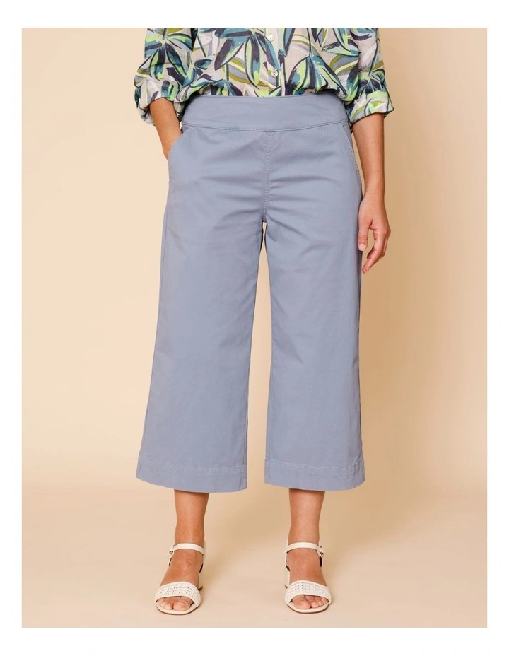 Stretch Cotton Crop Wide Leg Pant In Navy image 2