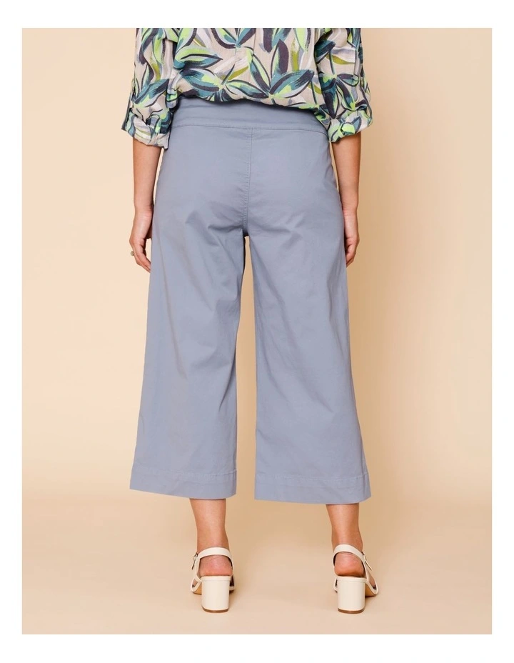 Stretch Cotton Crop Wide Leg Pant In Navy image 4