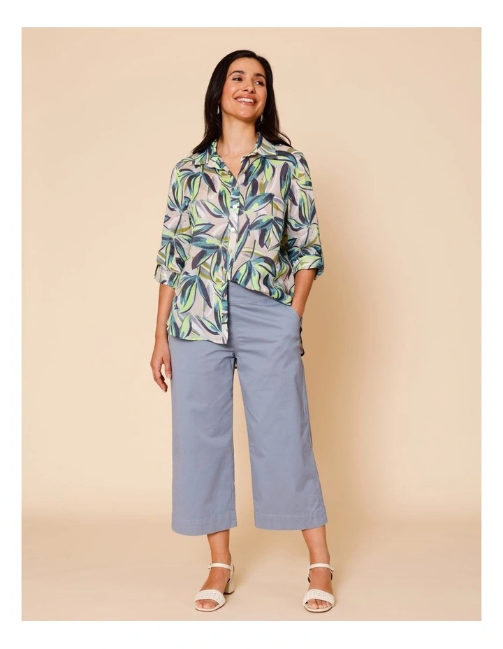 Stretch Cotton Crop Wide Leg Pant In Navy image 5