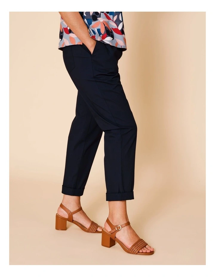 Elastic Waist Stretch Poplin Pant In Navy image 4