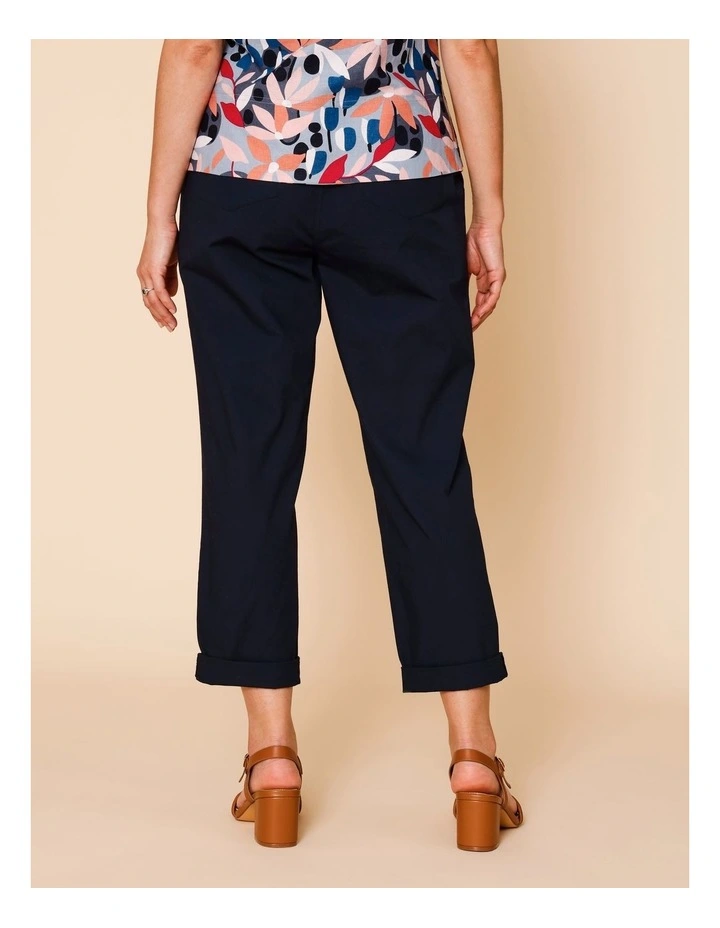 Elastic Waist Stretch Poplin Pant In Navy image 5