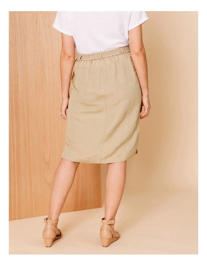 Elastic Back Knee Length Skirt In Pebble image 4