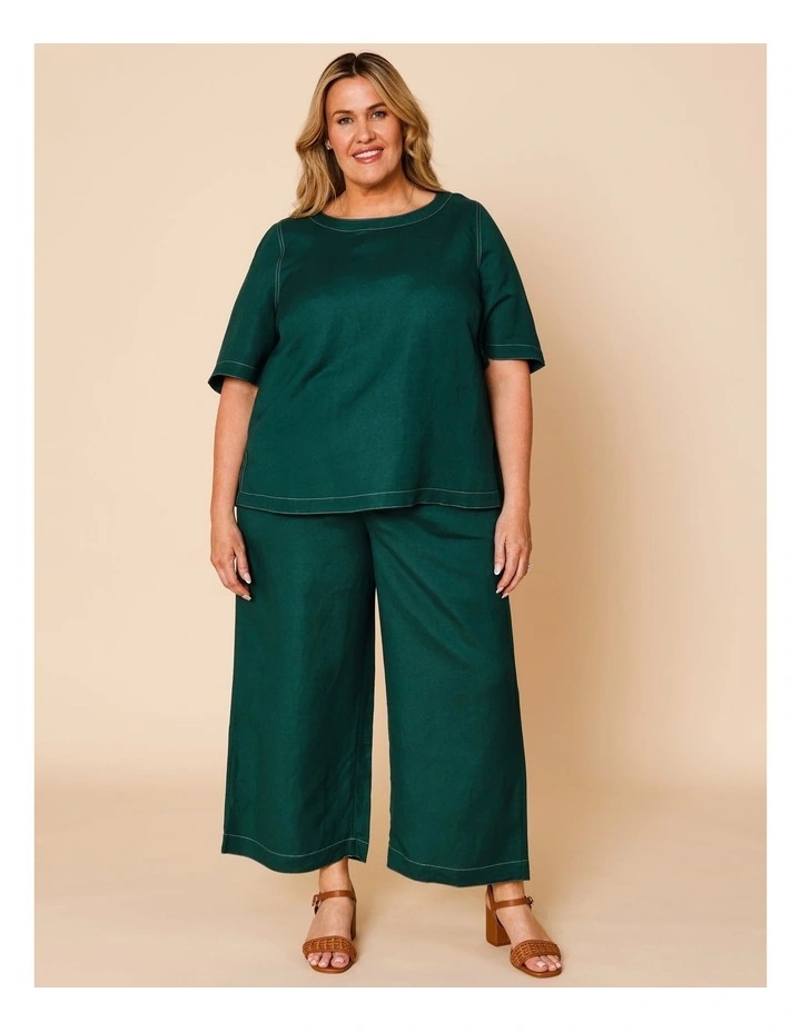 Short Sleeve Top With Curved Back Hem In Forest image 2