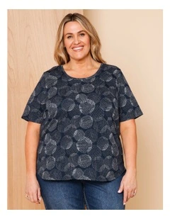 Wardrobe Staple Short Sleeve Tee In Spot On Spot Print Navy/White