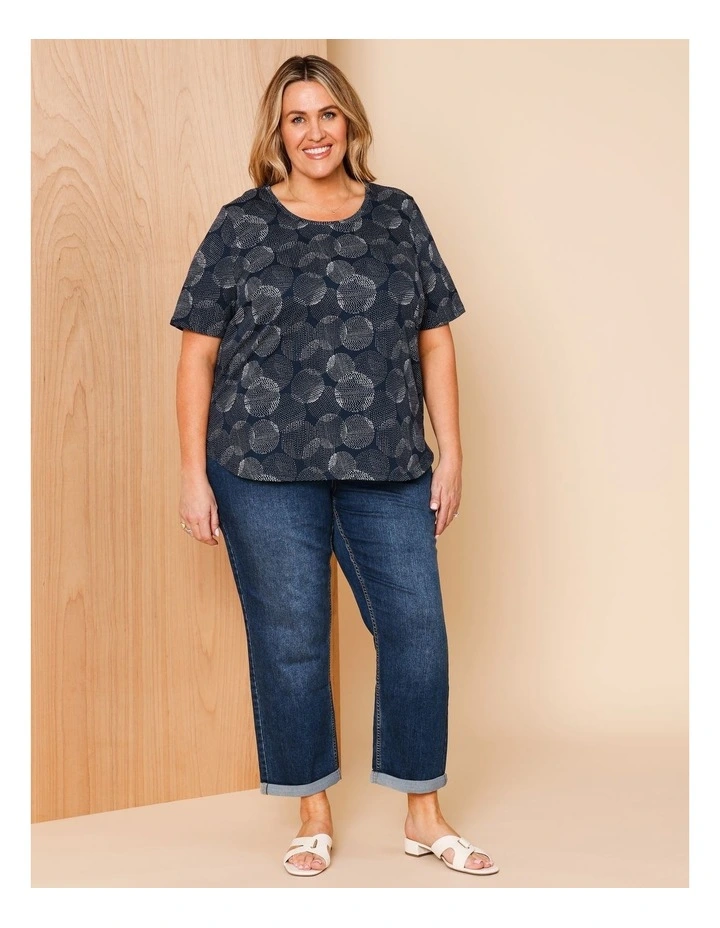 Wardrobe Staple Short Sleeve Tee In Spot On Spot Print Navy/White image 2
