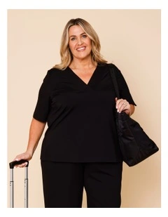 Short Sleeve V-neck Tee In Black
