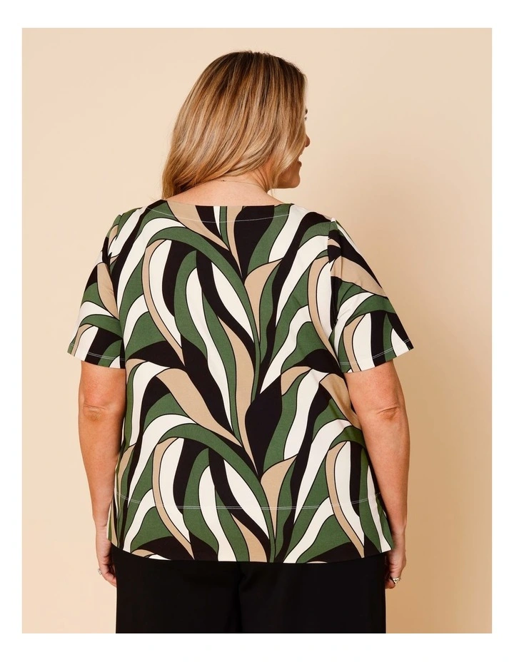 Short Sleeve Boat Neck Tee In Greens Print image 5