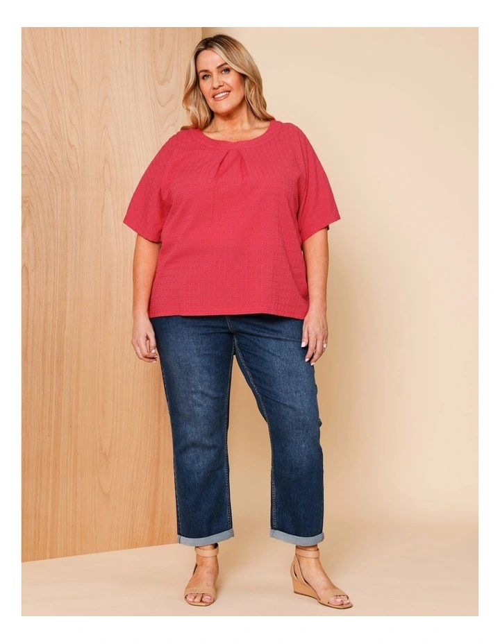 Magyar Sleeve Woven Front Tee With Tuck Neck And Knit Back In Sunset image 2