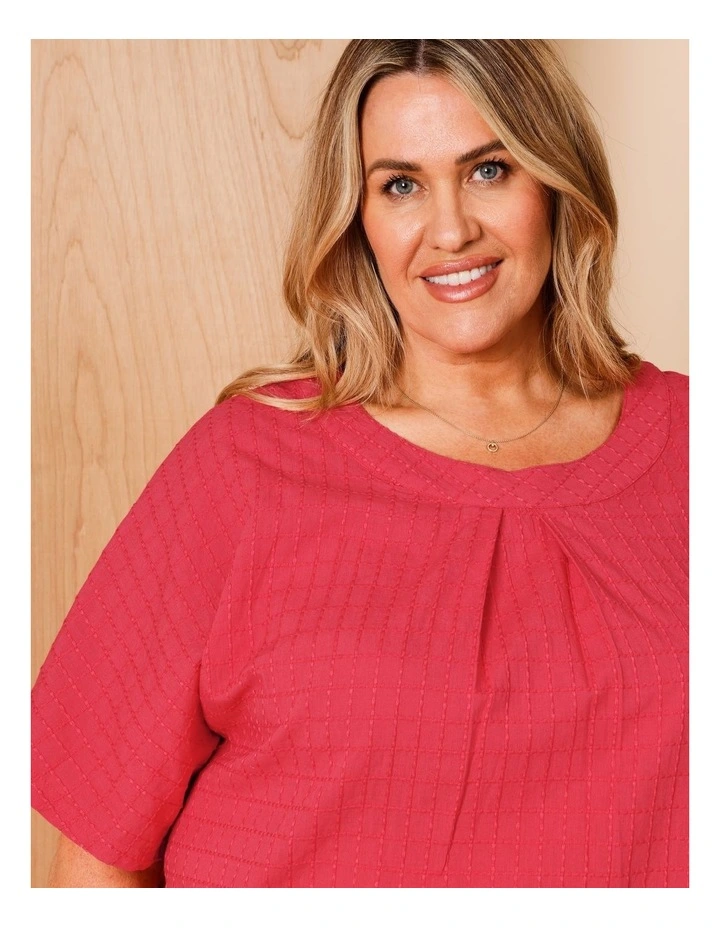 Magyar Sleeve Woven Front Tee With Tuck Neck And Knit Back in Sunset image 3