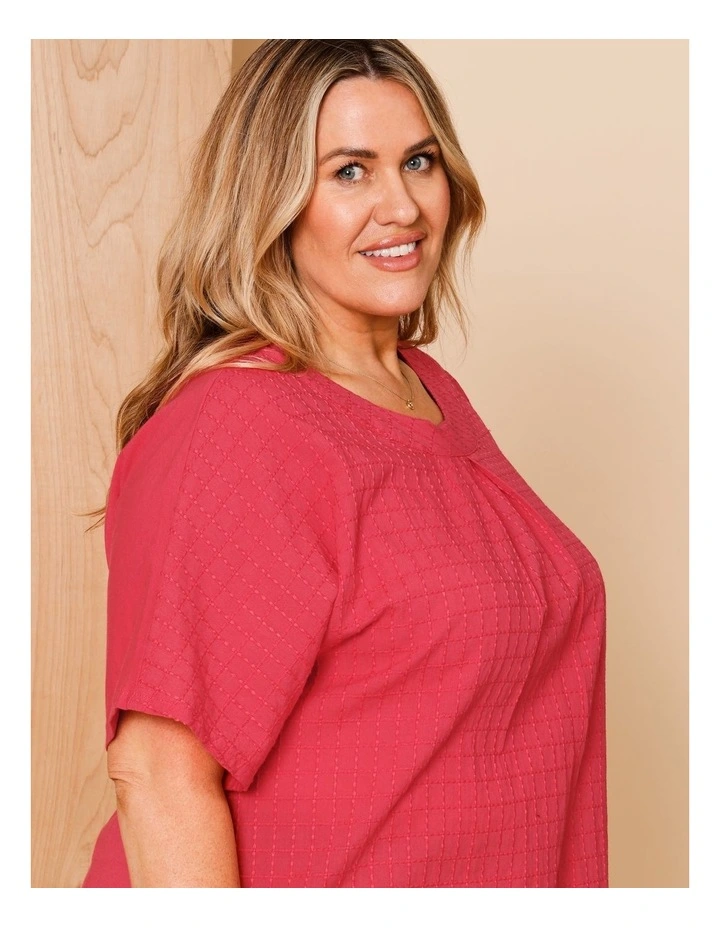 Magyar Sleeve Woven Front Tee With Tuck Neck And Knit Back in Sunset image 5