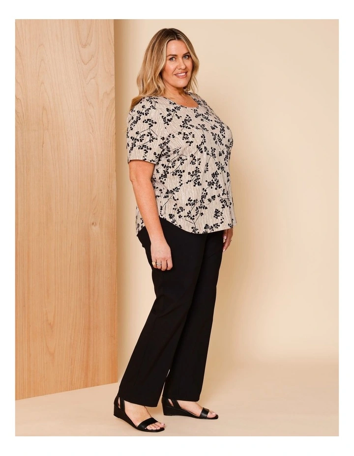 Wardrobe Staple Short Sleeve Tee In Neutral With Monotone Black Floral image 2