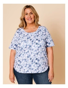 Wardrobe Staple Short Sleeve Tee In Blues Watercolour Spot