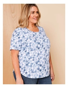 Wardrobe Staple Short Sleeve Tee In Blues Watercolour Spot