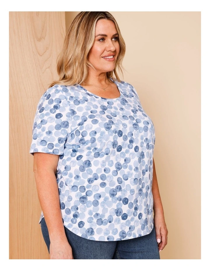 Wardrobe Staple Short Sleeve Tee In Blues Watercolour Spot image 1