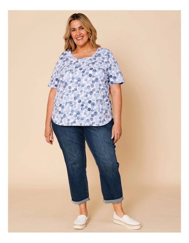 Wardrobe Staple Short Sleeve Tee In Blues Watercolour Spot image 2