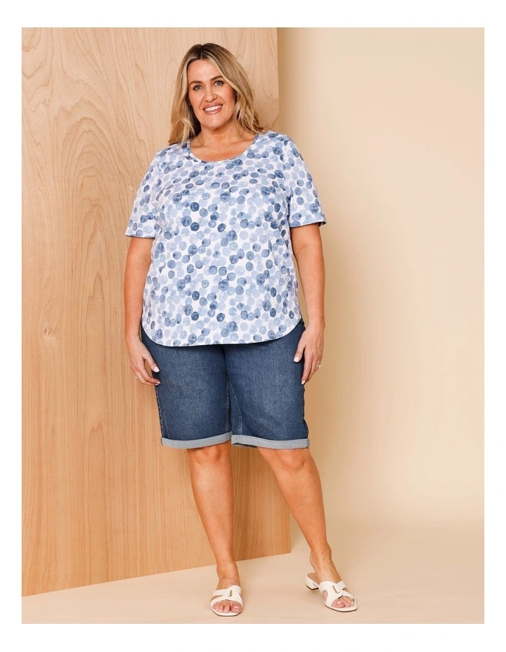 Wardrobe Staple Short Sleeve Tee In Blues Watercolour Spot image 2
