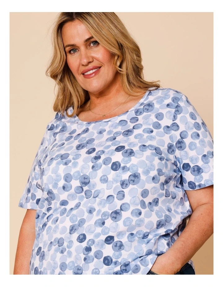 Wardrobe Staple Short Sleeve Tee In Blues Watercolour Spot image 3