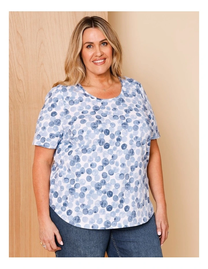 Wardrobe Staple Short Sleeve Tee In Blues Watercolour Spot image 3