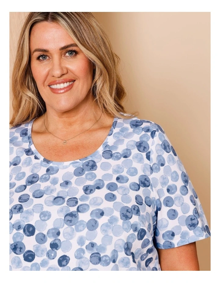 Wardrobe Staple Short Sleeve Tee In Blues Watercolour Spot image 4