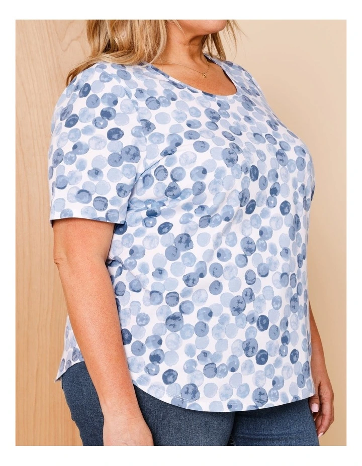 Wardrobe Staple Short Sleeve Tee In Blues Watercolour Spot image 5