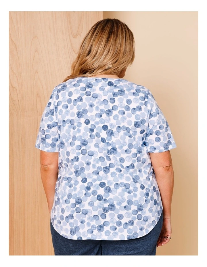 Wardrobe Staple Short Sleeve Tee In Blues Watercolour Spot image 6