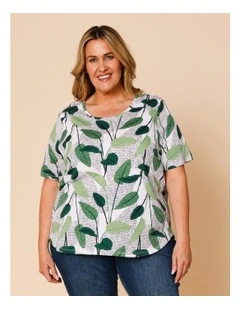 Wardrobe Staple Short Sleeve Tee In Green Layered Spot Leaf