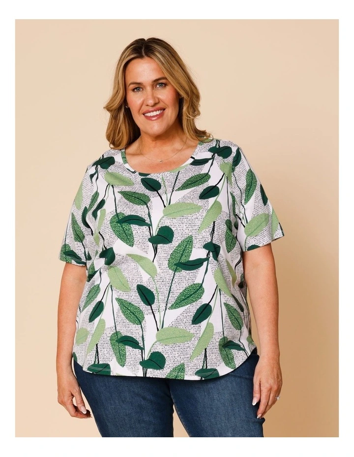 Wardrobe Staple Short Sleeve Tee In Green Layered Spot Leaf image 1
