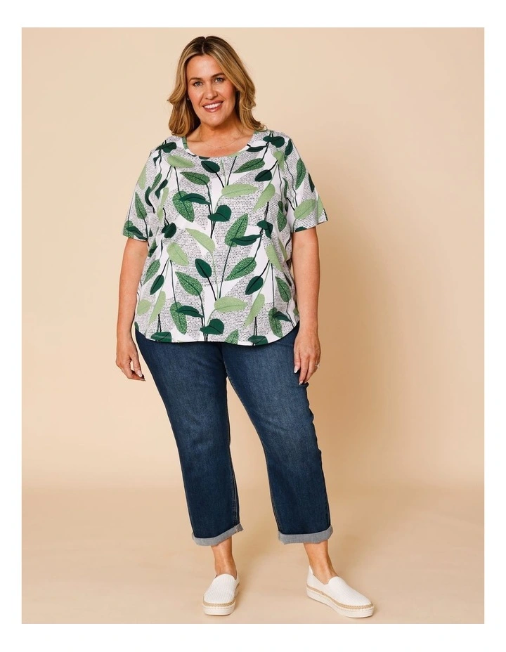 Wardrobe Staple Short Sleeve Tee In Green Layered Spot Leaf image 2