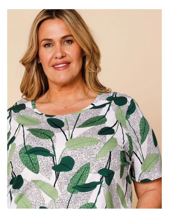 Wardrobe Staple Short Sleeve Tee In Green Layered Spot Leaf image 3