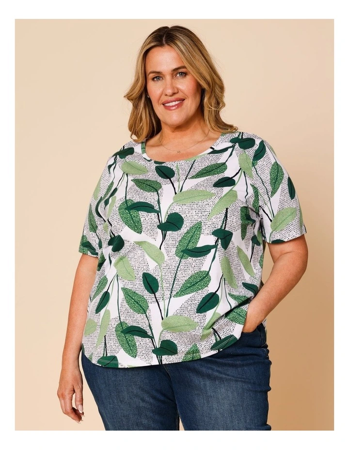 Wardrobe Staple Short Sleeve Tee In Green Layered Spot Leaf image 4