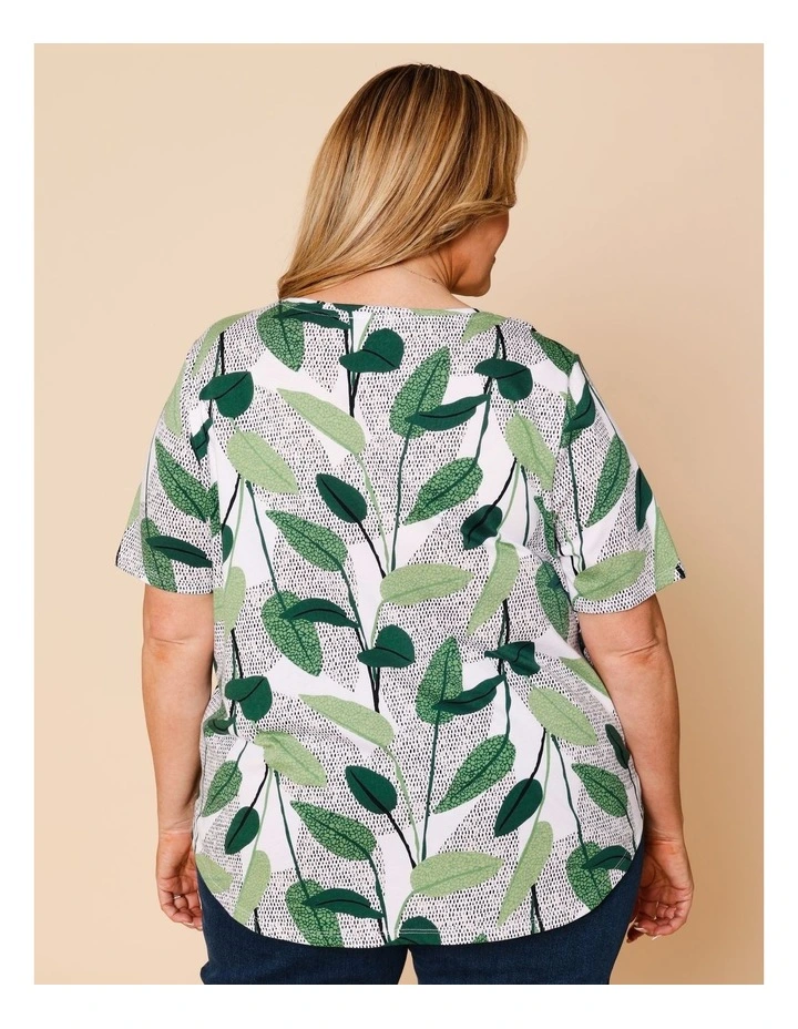Wardrobe Staple Short Sleeve Tee In Green Layered Spot Leaf image 5