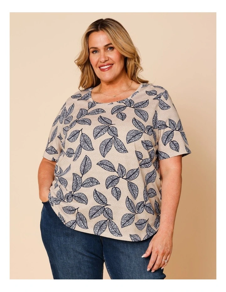 Wardrobe Staple Short Sleeve Tee In Navy/Neutral Spot Leaf image 1