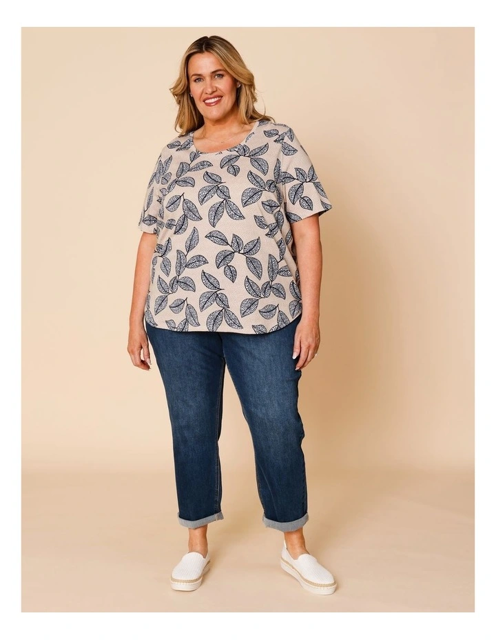 Wardrobe Staple Short Sleeve Tee In Navy/Neutral Spot Leaf image 2