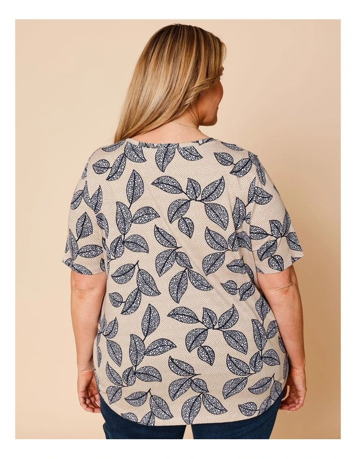 Wardrobe Staple Short Sleeve Tee In Navy/Neutral Spot Leaf image 4