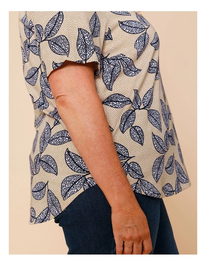 Wardrobe Staple Short Sleeve Tee In Navy/Neutral Spot Leaf image 5