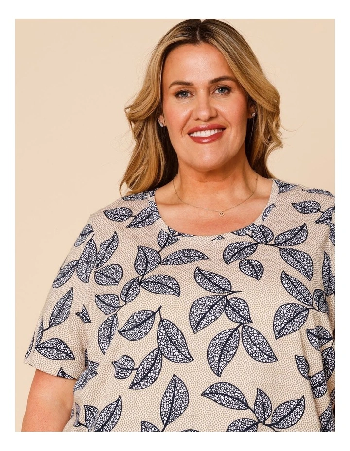 Wardrobe Staple Short Sleeve Tee In Navy/Neutral Spot Leaf image 6