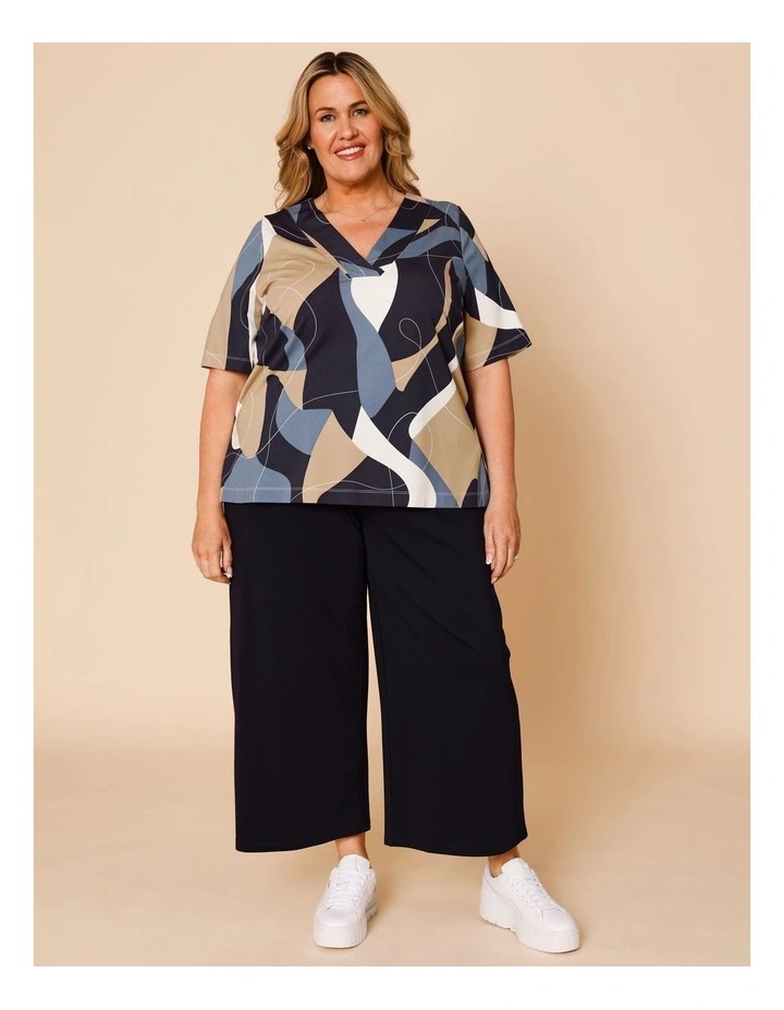 Short Sleeve V-neck Tee In Blues Print image 2