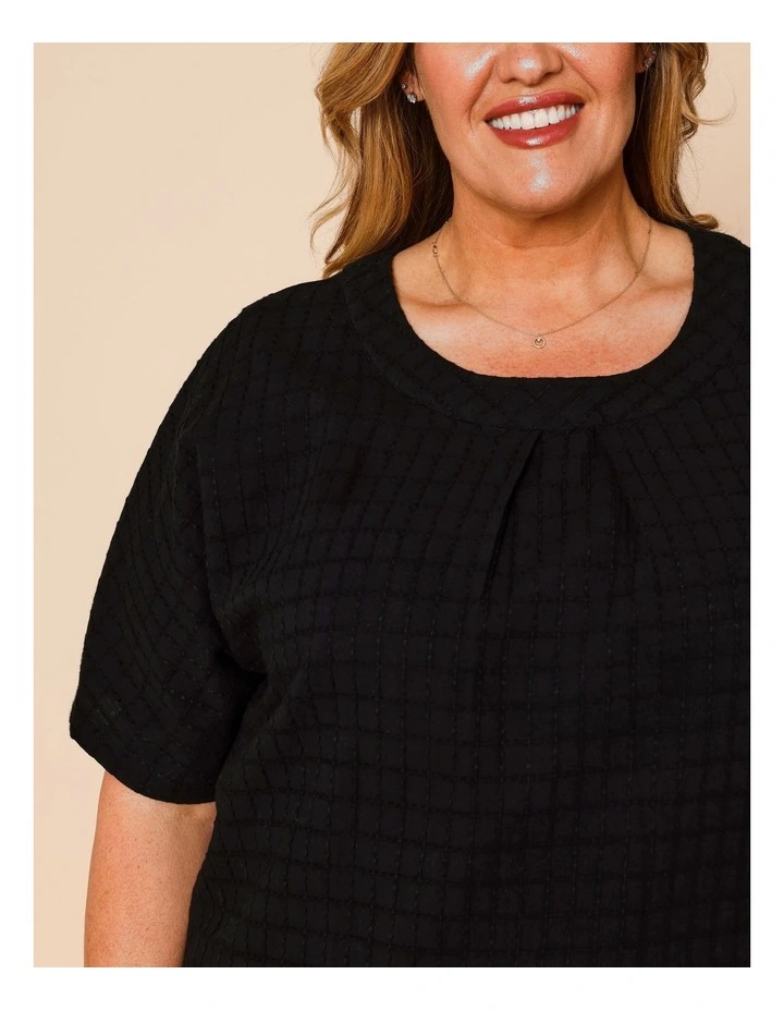 Magyar Sleeve Woven Front Tee With Tuck Neck And Knit Back In Black image 5